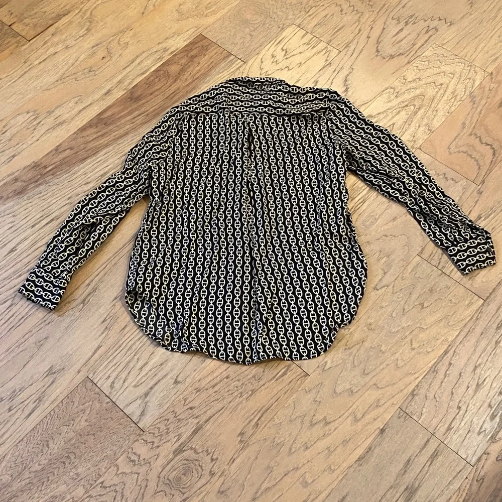 J. Crew Black and Gold Chain Button Down Shirt - Picture 4 of 4